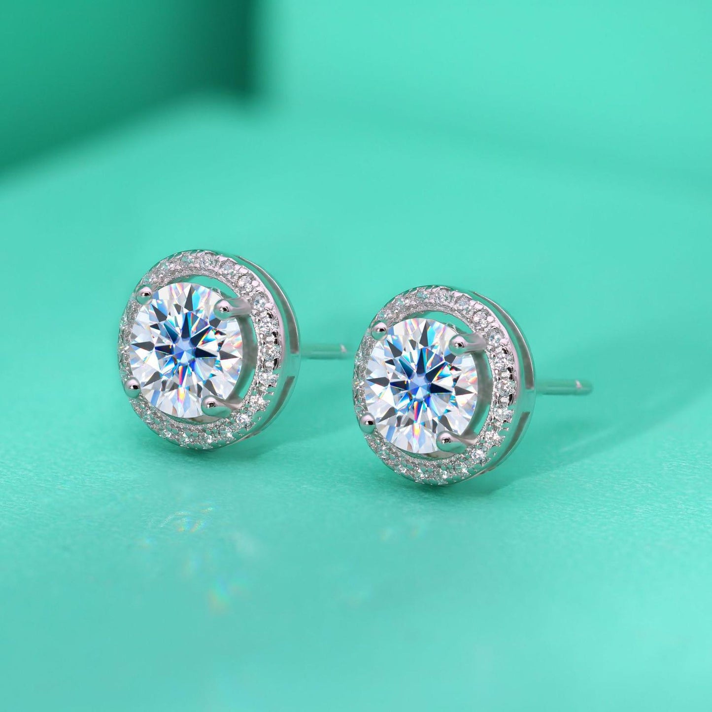 Moissanite Halo Earrings