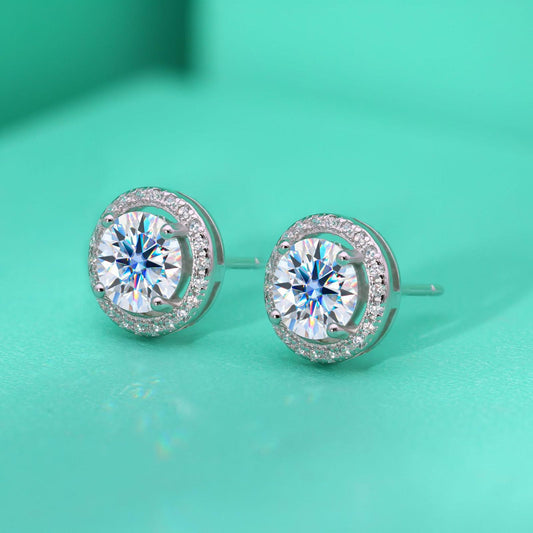 Moissanite Halo Earrings