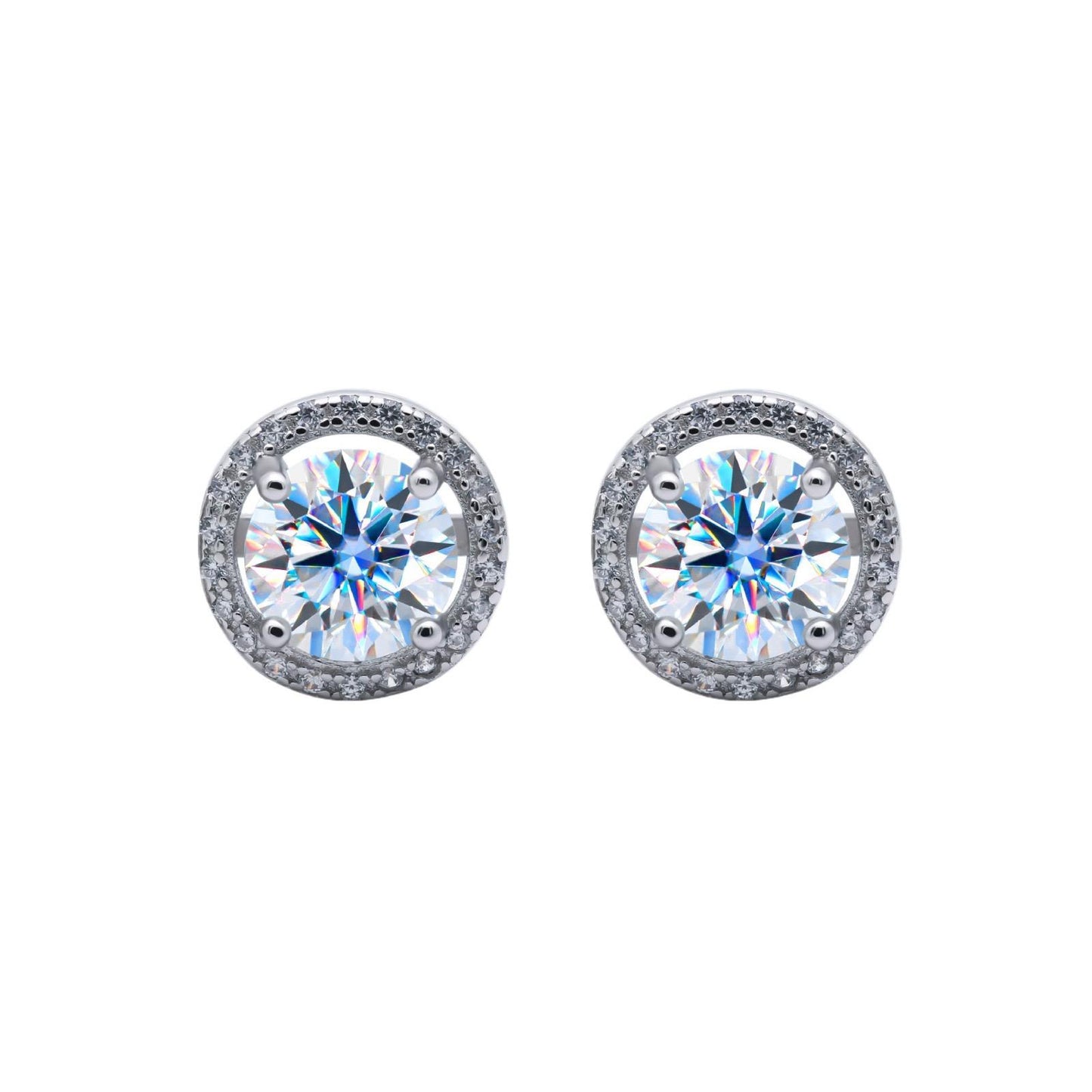 Moissanite Halo Earrings